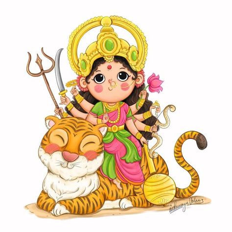 Durga Illustration, Durga Matha, Durga Navratri, Minnie Mouse Drawing, Mahadev Ji, Cute Small Drawings, Ancient Drawings, Small Drawing, Shiva Parvati