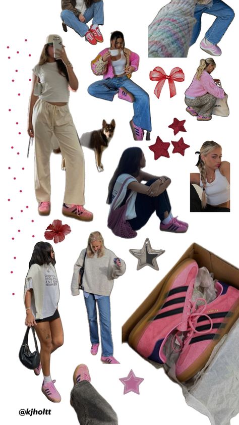 winter outfit inspiration: pink adidas gazelle Pink Adidas Outfit, Pink Adidas Gazelle, Pink Gazelle, Gazelle Outfit, Adidas Gazelle Pink, Pink Gazelles, Adidas Gazelle Outfit, Pink Adidas Shoes, Look Adidas