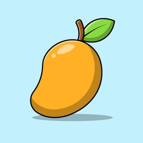 Mango Digital Art, Mango Cartoon Drawing, How To Draw Mango Fruit, Cute Stickers Fruits, Cute Mango Fruit Drawing, Mango Cartoon Image, Mango Drawings Cute, Mangoes Drawing, Mango Fruit Drawing