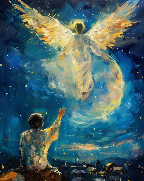 Save & follow for more stunning art! 🌌 This captivating scene depicts a luminous angel descending from the night sky, enveloped in soft, golden light. Below, a person reaches out towards the divine figure, bathed in ethereal glow. Perfect for adding a touch of magic to any space. #EtherealArt #AngelEncounter #NightSkyMagic #AiArt #ArtPrint #DecorInspiration #imageprompt #Aiimage Sell Photos, Golden Light, Golden Lights, The Night Sky, Ethereal Art, Spiritual Art, Visual Content, The Divine, Art Videos