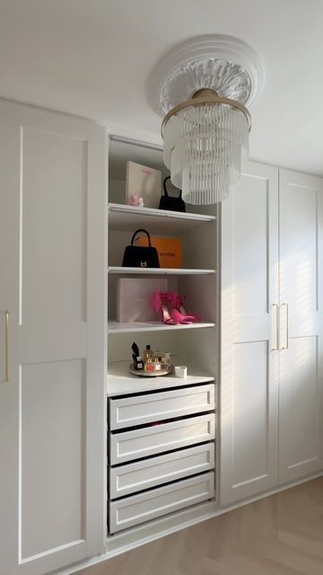 Pax Dressing Room, Ikea Pax Dressing Room, Small Dressing Room Ideas Space Saving, Pax Wardrobe Layout, Wardrobe With Vanity, Pax Inspiration, Pax Wardrobe Doors, Wardrobes For Bedrooms, Dressing Room Storage