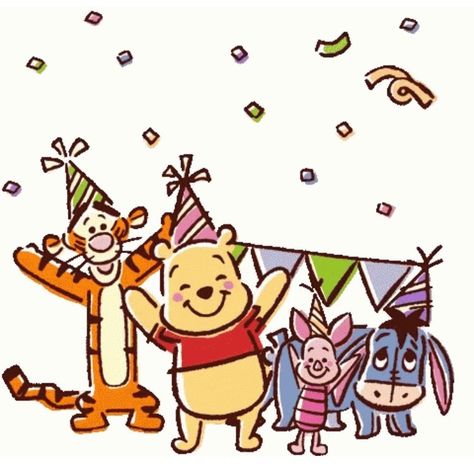 Happy Birthday Disney, Happy Birthday Drawings, Birthday Doodle, Winnie The Pooh Pictures, Pooh And Friends, Birthday Card Drawing, Winnie The Pooh Birthday, Birthday Illustration, Winnie The Pooh Friends