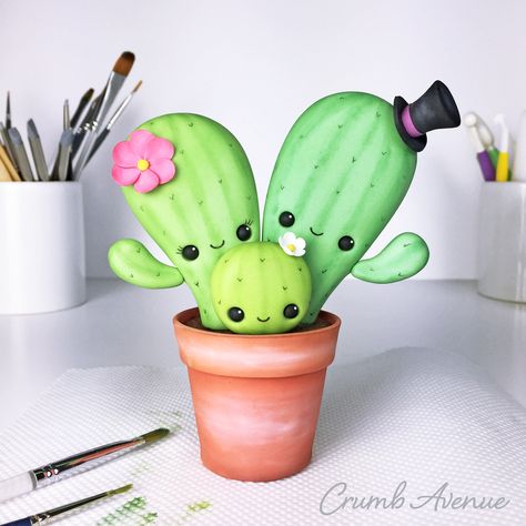 Cake Topper Tutorial, Cactus Diy, Clay Flower Pots, Polymer Clay Figures, Cute Cactus, Polymer Clay Diy, Pasta Francesa, Cute Polymer Clay, Clay Flower