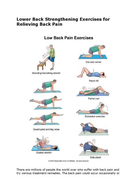 Lower back strengthening exercises for relieving back pain by how2stayyoung - issuu Lower Back Strengthening, Low Back Exercises, Back Strengthening Exercises, Chronic Lower Back Pain, Lower Back Pain Exercises, Upper Back Pain, Lower Back Pain Relief, Lower Back Exercises, Relieve Back Pain