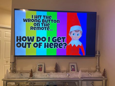 Elf stuck inside of the tv Elf Broken Tv, Elf Stuck In Tv, Elf Fun, Stuck Inside, Elf Ideas, How Do I Get, Shelf Ideas, On The Shelf, Elf On The Shelf