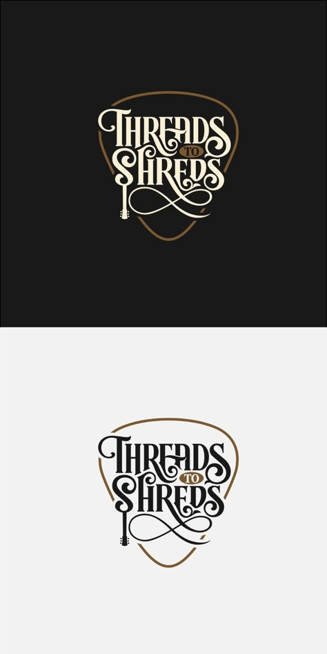 Design #56 by guinandra | Design a powerful new logo for Threads to Shreds guitar clothing store Jeans Logo Design Ideas, Band Logo Inspiration, Music Band Logo Design Ideas, Music Brand Logo, 3 Word Logo, Music School Logo, Guitar Logo Design, Rock And Roll Logo, Threads Logo