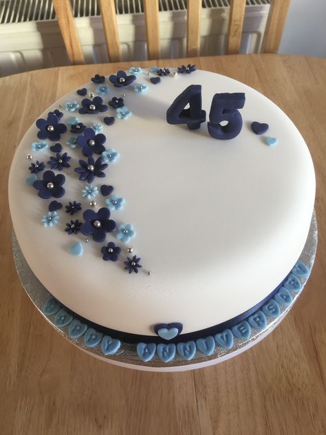 Simple Birthday Cake Designs, Sapphire Anniversary, 65th Anniversary, 45th Anniversary, Simple Birthday, Blue Cakes, Simple Birthday Cake, Anniversary Ideas, Cake Designs Birthday