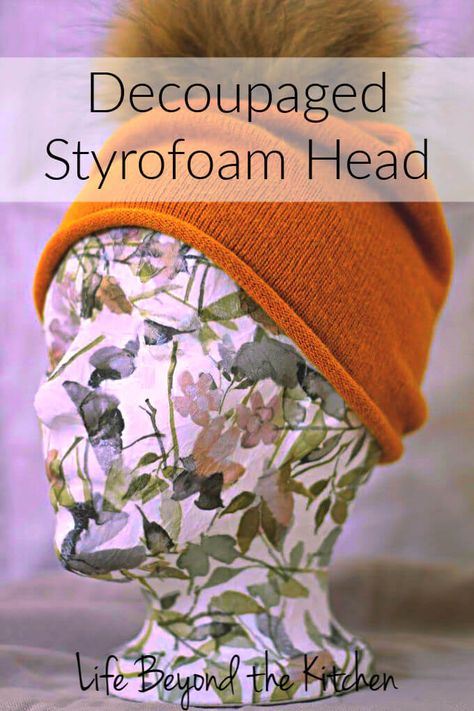 Foam Heads Ideas, Styrofoam Head Crafts, Foam Mannequin Head Art, Foam Head Ideas, Styrofoam Head Ideas, Diy Styrofoam Crafts, How To Make Foam, Styrofoam Art, Foam Wigs