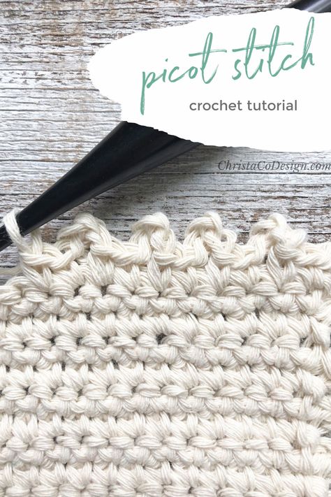 How to Crochet the Picot Stitch Tutorial. Picot Stitch, Picot Stitch Crochet, Simple Sewing Tutorial, Crochet Sun Hat, Crochet Coaster Pattern, Easy Stitch, Single Crochet Stitch, Crochet Coasters, Easy Tutorial