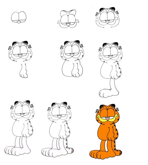 How To draw Garfield Character in 9 easy steps 1 Garfield Drawing Step By Step, Garfield How To Draw, Disney Cartoon Characters Drawing Easy, Garfield Drawing Art, Garfield Drawing Easy, Easy To Draw Cartoon Characters, How To Draw Garfield, How To Draw Disney Characters Step By Step, Drawing Garfield