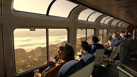 Amtrak Coast Starlight Train Amtrak West Coast..Siince the 1940s, the dazzling Coast Starlight train has been offering travelers a front-row seat to the scenic sights of the Pacific coast. Chugging through the lush forests, rolling hills, and breathtaking waterfronts of Washington, Oregon, and California, the Amtrak train showcases the aesthetic allure of railway travel. Amtrak Train Aesthetic, Amtrak Coast Starlight, Coast Starlight Train, Amtrak Train Travel, Coast Starlight, Pacific Coast Road Trip, Usa Places To Visit, Amtrak Train, California Destinations