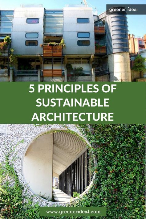 By following sustainable principles, architects are able to create environmentally sound and energy-efficient buildings that promote conservation and consideration of environmental impacts and historical preservation. Essentially, the entire life cycle of the building and its component parts are considered along with the economic and environmental impact the building will have on its surroundings. Learn more about 5 Principles of Sustainable Architecture. #sustainable #architecture #ecofriendly Sustainable Community Design, Eco Building Architecture, Eco Architecture Concept Sustainable Design, Sustainable Village, Sustainable Architecture Diagram, Eco Home Design, Eco Friendly Homes, Sustainable Design Architecture, Bioclimatic Architecture