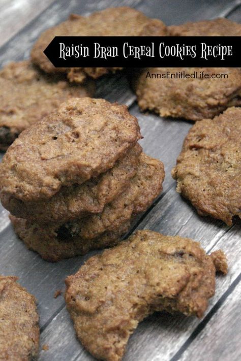 Bran Cookies Recipe, Bran Cookies, Raisin Bran Cereal, Cinnamon Streusel Coffee Cake, Raisin Bran, Granola Cookies, Raisin Recipes, Cereal Cookies, Bran Cereal