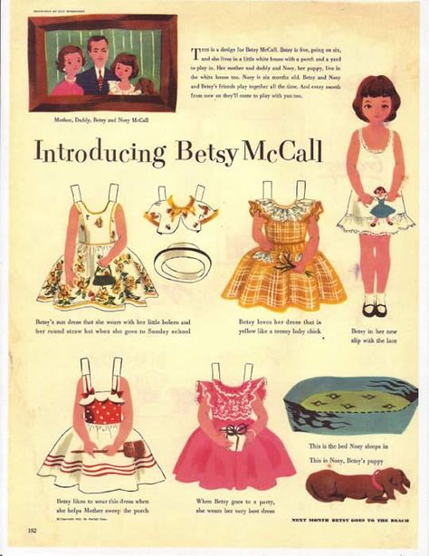 1950s Girls, Dolls Printable, Betsy Mccall, Paper Dolls Printable, Ideas Vintage, Vintage Paper Dolls, Paper Cutout, Paper Doll, Vintage Paper