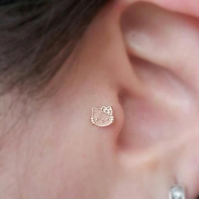 Hello Kitty Tragus! Why don't I have this?!!!! Hello Kitty Helix Piercing, Hello Kitty Piercing, Hello Kitty Earrings, Piercing Inspo, Kitty Art, Hello Kitty Art, Piercing Ideas, Earring Ideas, Lip Piercing