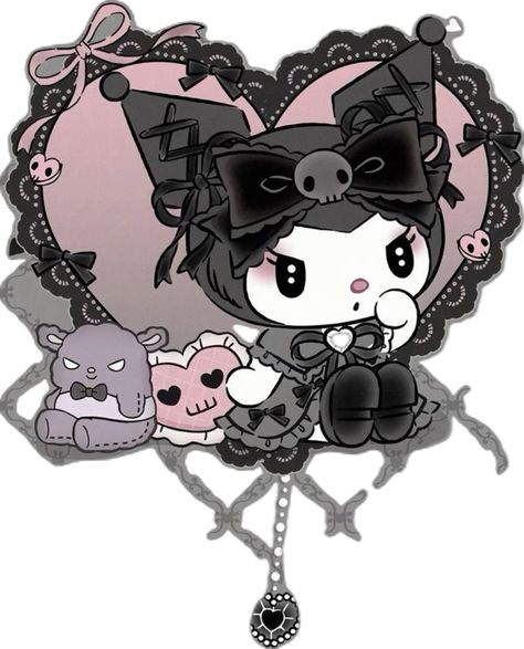 Kuromi Illustration, Goth Kuromi, 3d Kuromi, Kuromi Sticker, Kuromi Theme, Image Rose, Pink Goth, Kuromi Melody, Kawaii Goth