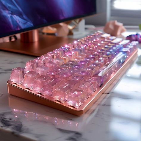 ✨️ ᴀᴠᴀɪʟᴀʙʟᴇ ꜰᴏʀ ᴘʀᴇ-ᴏʀᴅᴇʀ ꜱᴏᴏɴ! ➡️ Check link in my Bio & read description below ✨️ Do you like Crystals? Then this Keyboard is for you! 🤍 Which one do you like the most? ‐----------------------------------------- Introducing CrystalKey Luminaire, the epitome of luxury and functionality combined: This exquisite computer keyboard is crafted to resemble the stunning beauty of natural crystals and gemstones. Each keycap is meticulously designed to emulate the look and feel of precious stones ... Fancy Keyboard, Aesthetic Keyboard, Keyboard Keycaps, Key Cap, Cute Office, Writing Utensils, Key Caps, Work Room, Gaming Room Setup