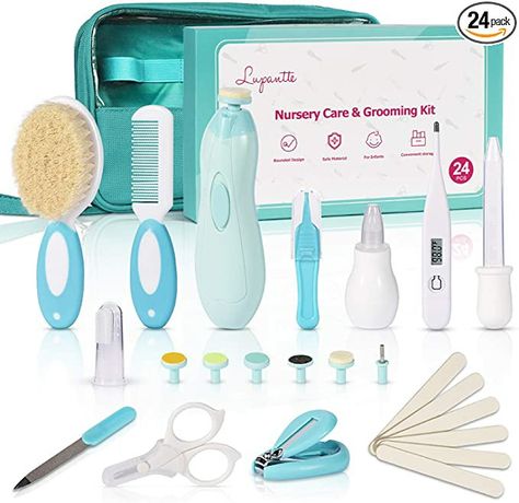 Baby Healthcare and Grooming Kit, 24 in 1 Baby Electric Nail Trimmer Set, Lupantte Nursery Care Kit, Toddler Nail Clippers, Medicine Dispenser, Infant Comb, Brush, etc. Baby Care Products. Medicine Dispenser, Baby Care Kit, Baby Nail Clippers, Baby Care Products, Baby Grooming, Nasal Aspirator, Nail Trimmer, Baby Nails, Baby Kit