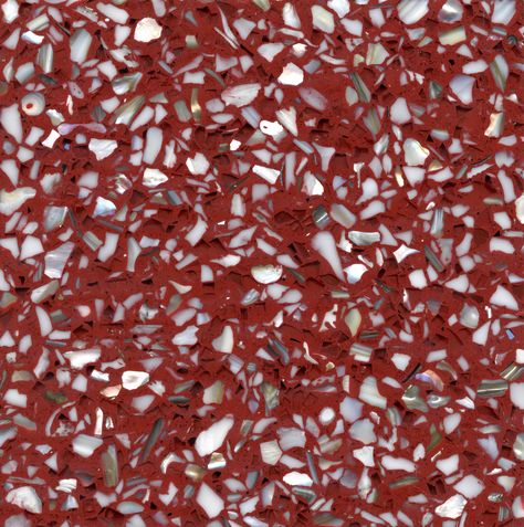 Exotic Architectural Hard Sample #391 | TERRAZZCO Brand Products,Aggregates: Freshwater Mother of Pearl, Solid White Glass, Prisma Glass, Laylaky Light  #terrazzo Red Terrazzo Texture, Terrazzo Texture Seamless, Red Terrazzo, Terrazzo Kitchen, Terrazzo Texture, Terrazzo Design, Glass Countertops, Concept Ideas, Red House