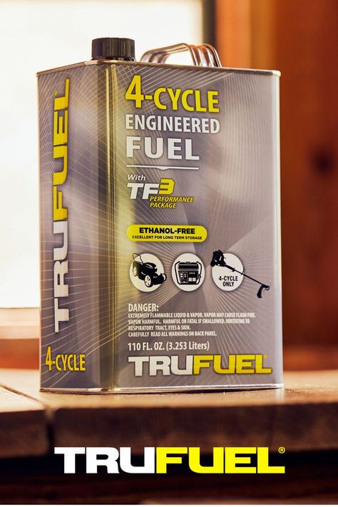 "I purchase the 110-ounce can of TRUFUEL for my lawn mower, edger and 4-cycle weed eater. All of them run great. Purchasing the 110-ounce can is economical. I wouldn't use a different lawn equipment fuel." - Tony, Verified Purchaser, 5-Star Lowe's Review Liquid Vapor, Fuel Additives, Snow Blowers, Lawn Equipment, Gas Cans, Fuel Oil, Small Engine, Military Discounts, Room Spray