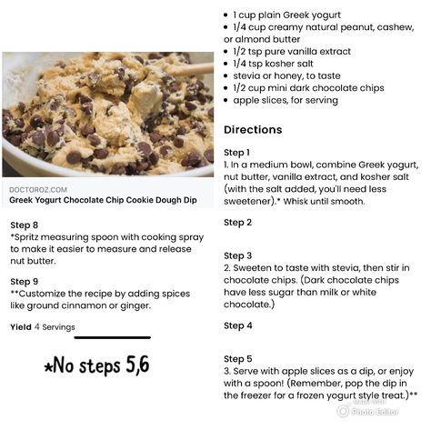 Source: www.doctoroz.com/recipe/greek-yogurt-chocolate-chip-cookie-dough-dip Greek Yogurt Cookie Dough Dip, Yogurt Cookie Dough Dip, Greek Yogurt Cookie Dough, Cookie Dough Yogurt, Greek Yogurt Chocolate, Yogurt Chocolate, Cookie Dough Dip, Cookie Dough Brownies, Raw Cookie Dough