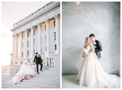 #utahwedding #utahbride #elegantwedding #bridals #brideandgroom Utah State Capitol, Capital Building, Wedding Venues Utah, Groom To Be, Romantic Backdrop, Utah Bride, State Capital, Utah State, Bridal Pictures