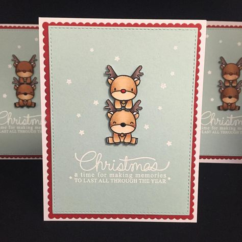 I just adore these cute little reindeer from @heymamaelephant! #copics #mamaelephant Black Noses, Reindeer Christmas Cards, Elephant Christmas, Mama Elephant Cards, Mama Elephant Stamps, Reindeer Card, Reindeer Games, Hand Prints, Mama Elephant