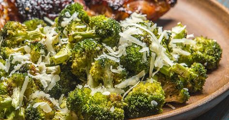 Roasted Broccoli with Parmesan | Traeger Wood Fired Grills Parmesan Roasted Broccoli, Traeger Grill Recipes, Grilled Broccoli, Parmesan Broccoli, Stew Chicken Recipe, Broccoli Salad Recipe, Traeger Recipes, Wood Pellet, Traeger Grill