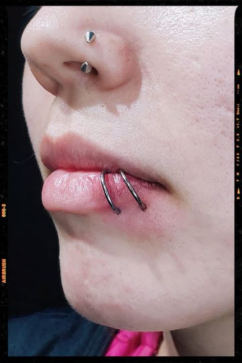 Spider Bites Piercing Idea Spider Piercing Lip, Spiderbite Piercings Lip, Spider Bites Pictures Piercing, Spider Bite Lip Piercing, Lip Piercing Spider Bite, Piercings Boca, Lip Piercing Ideas, Spider Piercing, Spider Bites Pictures