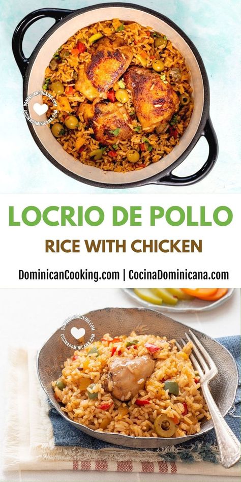 Pot and plate of rice and chicken Dominican Chicken And Rice, Dominican Chicken, Dominican Rice, Dominicano Recipes, Pollo Recipe, Vegetables Rice, Rice And Chicken, Rice With Chicken, Boricua Recipes