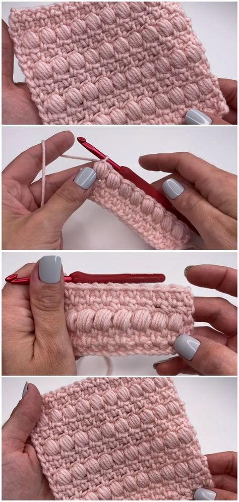 Learn To Crochet Moss & Puff Stitch - Love Crochet Bubble Crochet Stitch, Bobble Stitch Crochet Blanket, Crochet Blanket Stitches, Crochet Moss, Crochet Blanket Stitch, Stitches Pattern, Puff Stitch Crochet, Bobble Stitch Crochet, Modern Crochet Blanket