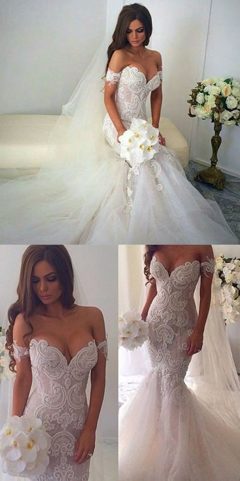 Off The Shoulder Mermaid Wedding Dress, Mermaid Sweetheart, Pnina Tornai, Bridal Dresses Lace, Sweetheart Wedding Dress, Dream Wedding Ideas Dresses, Mermaid Wedding Dresses, Ivory Wedding Dress, A Wedding Dress