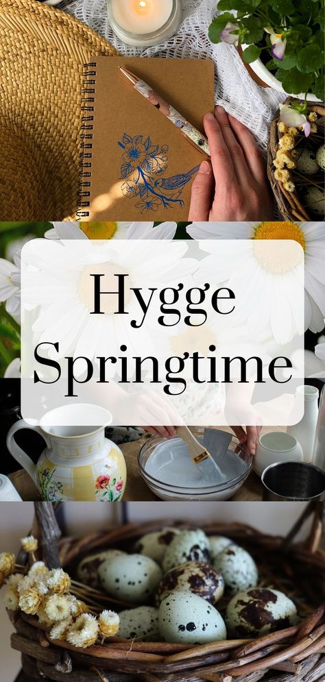 Have a hygge spring by embracing a slower paced life! Give a little attention to all those small details that make this season truly special. | Spring Aesthetic | Cottagecore Spring Spring Hygge Aesthetic, Cozy Spring Aesthetic, Spring Cleaning Aesthetic, Cottagecore Hobbies, Homemaking Aesthetic, Hygge Spring, Spring Hygge, Hygge Inspiration, Hygge Aesthetic