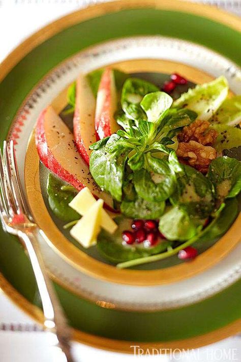 Formal Dinner with Timothy Corrigan Salad For Dinner Party, Elegant Salads, Pear And Walnut Salad, Elegant Salad, French Dinner Parties, Timothy Corrigan, French Dinner, Salad For Dinner, Dinner Party Menu