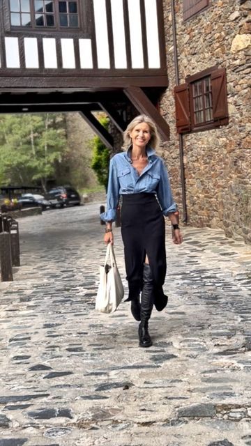 Patrizia Casarini, Denim Shirt, Business Casual, France, How To Wear, On Instagram, Instagram