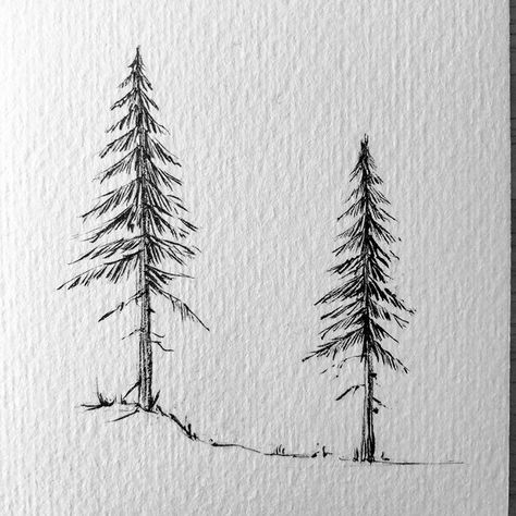 These half moons are just fun...⠀ ⠀ What do you think? a few more of them?⠀ ⠀ Have a great Week!!⠀ ⠀ ⠀ #lostswissmiss⠀ ⠀ #illustration… Pine Tree Drawing, Forest Drawing, Pine Tree Tattoo, Forest Tattoos, Mountain Drawing, Nature Sketch, Tree Sketches, Ink Brush, 자수 디자인