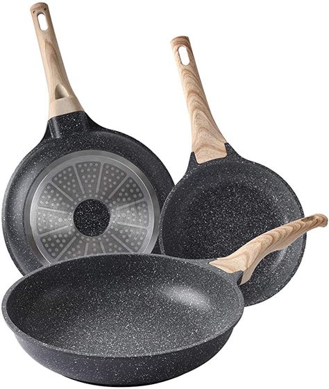 Amazon.com: Frying Pan Set Nonstick 3-Piece by Motase | Swiss Titanium Non-stick Coating | 100% PFOA and PTFE free Cookware | Stone Frying Pan Set 8 Inch, 9.5 Inch, 11 Inch: Kitchen & Dining Omelette Pan, Induction Stove Top, Fry Pan Set, Aluminum Pans, Bar Supplies, Pan Set, Non Stick, Frying Pan, Frying