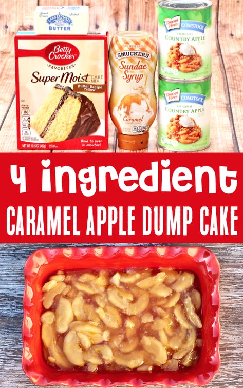 Caramel Dump Cake, Easiest Desserts, Apple Dump Cake Recipe, Easy Dump Cake Recipe, Caramel Apple Dump Cake, Apple Dump Cake, Week Recipes, Apple Treat, Apple Caramel