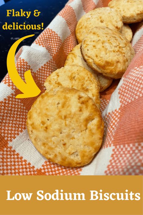 Low Sodium Biscuits - The Kidney Dietitian Low Sodium Biscuit Recipe, Low Sodium Breakfast, Easy Low Sodium Recipes, Low Sodium Bread, Low Sodium Recipes Heart, Ckd Recipes, Heart Healthy Recipes Low Sodium, Frozen Biscuits, Low Salt Recipes