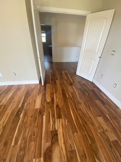 5-Inch Small Leaf Acacia hardwood flooring in bedroom Acacia Floors, Acacia Flooring, Acacia Hardwood Flooring, Acacia Wood Flooring, Bedroom Addition, Engineered Hardwood Flooring, Small Leaf, Hardwood Flooring, Warm Brown