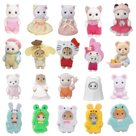 Hello Kitty Calico Critter, Sanrio Sylvanian Families, Sylvian Family Icon, Sylvian Family Aesthetic, Aesthetic Calico Critters, Sylvanian Families Poster, Calico Critters Stickers, Syvilian Families, Sylvanian Families Icon