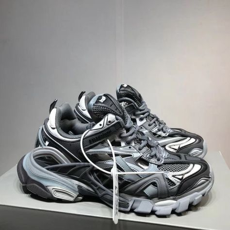 https://stockx.com/balenciaga-track2-blue-grey Tenis Balenciaga, Balenciaga Track 2, Take It Or Leave It, Drukarka 3d, Shoes Balenciaga, Balenciaga Sneakers, Trainer Shoes, Funky Shoes, Balenciaga Track