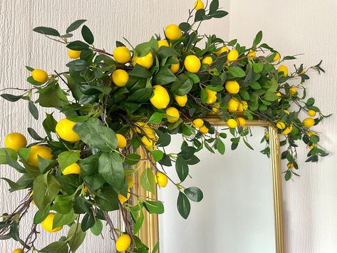 Artificial Lemon/Citrus Garland 120cm, Faux Lemon Swag, Luxury Lemon Garlands For Indoor/Outdoor, Floral Lemon Installation, Summer Garland Citrus Garland, Lemon Garland, Fruit Garland, Lemon Flower, Windows Display, Lemon Flowers, Flower Panels, Flower Installation, Lemon Decor