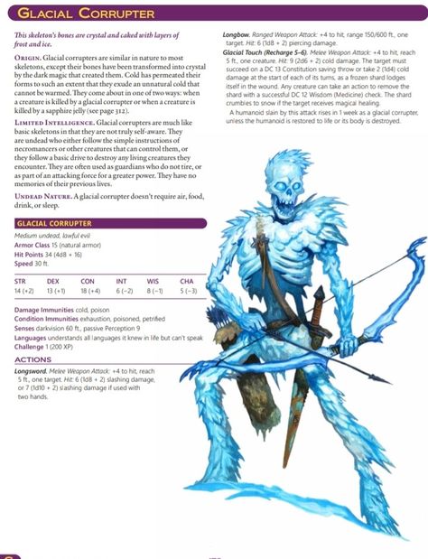 Ice Monsters Dnd, Dnd Winter Monsters, Dnd Ice Monster, Ice Creature, Ice Warriors, Ice Monster, Dnd Monster, Dnd Stats, Dnd Character Sheet