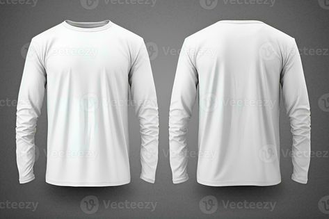 AI generated Blank white long sleeve t-shirt on dark grey background, front and back view for mockup Full Sleeve Tshirt, Check Tops, Dark Grey Background, White Long Sleeve Shirt, Grey Background, Back View, Blank White, Shirt Mockup, Gray Background