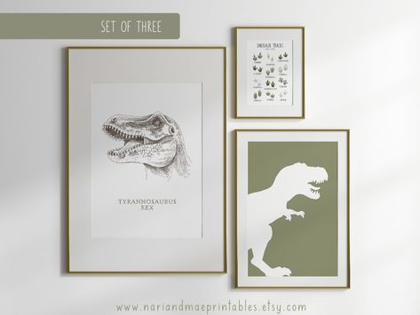 Boys Room Dinosaur, Dinosaur Bedroom Wall, Dinosaur Theme Bedroom, Dinosaur Boys Room, Dinosaur Poster, Kids Room Printables, Room Gallery Wall, Dinosaur Bedroom, Dinosaur Tracks