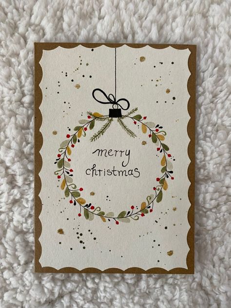 Christmas Giftcard Diy, Christmas Card Diy For Boyfriend, Watercolor Paintings Christmas Cards, Carte Noel Diy, Christmas Card Ideas Drawing, Christmas Card Doodles, Diy Christmas Cards Watercolor, Aquarell Christmas Cards, Christmas Drawing Ideas Creative