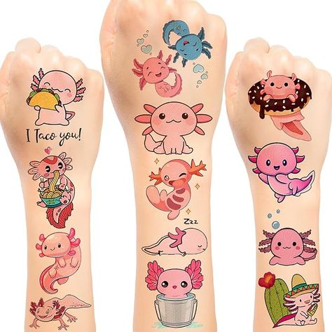 Amazon.com : Axolotl Party Favor Temporary Tattoos Stickers 24 Sheet for Axolotl Birthday Party Decorations supplies : Beauty & Personal Care Axolotl Birthday Party Ideas, Axolotl Stuff, Axolotl Birthday Party, Axolotl Party, Underwater Birthday, Axolotl Cute, Unique Tattoos For Women, Safari Theme Birthday, Classroom Gifts