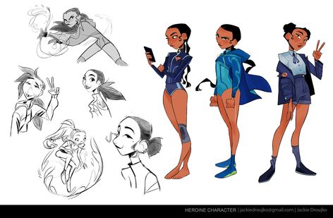 Character Development Illustration, Jackie Droujko, Character Model Sheet, Portfolio Inspiration, Concept Art Character, Character Poses, Character Sheet, Art Poses, Female Character Design