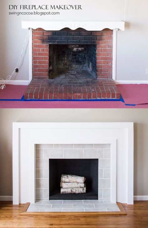 DIY Home Improvement On A Budget - DIY Fireplace Makeover - Easy and Cheap Do It Yourself Tutorials for Updating and Renovating Your House - Home Decor Tips and Tricks, Remodeling and Decorating Hacks - DIY Projects and Crafts by DIY JOY http://diyjoy.com/diy-home-improvement-ideas-budget Remodeling Hacks, Diy Fireplace Makeover, Small Bathroom Renovations, Home Decor Hacks, Fireplace Remodel, The Mantle, Diy Fireplace, Fireplace Makeover, Painted Brick